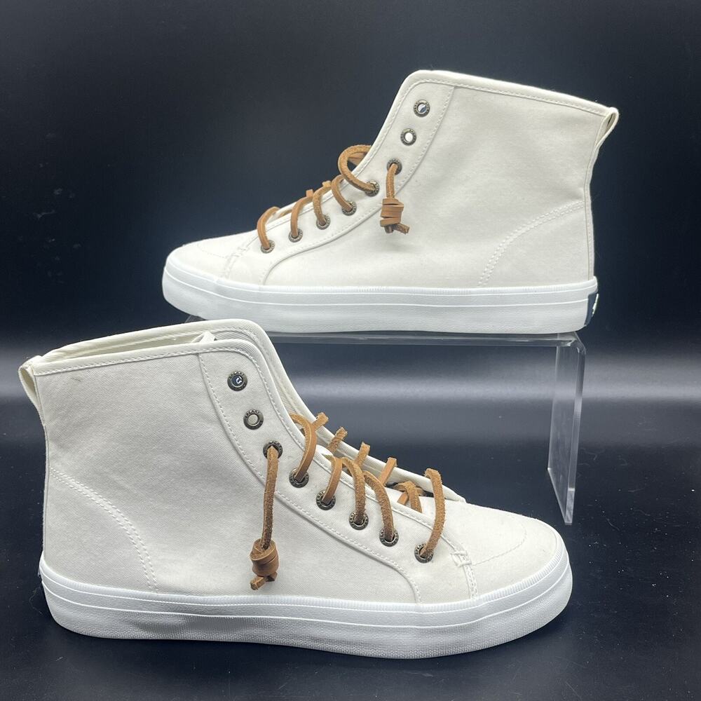Sperry Size 7.5 CREST HIGH TOP White Fabric Sneakers Women's Shoes